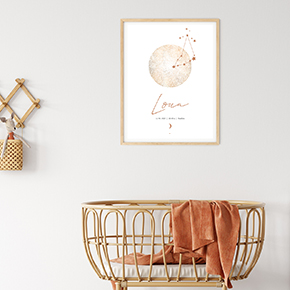 poster met maan en sterrenbeeld babykamer jongen en meisje